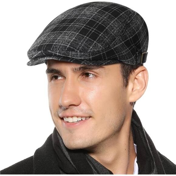 Mens Newsboy Cap Winter Beret Hat Cabbie Flat Cap
